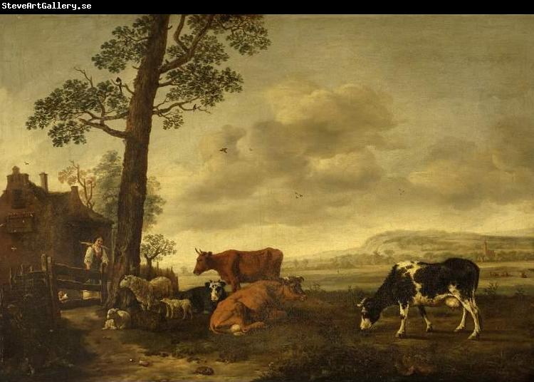 Anthonie van Borssom Landscape with cattle